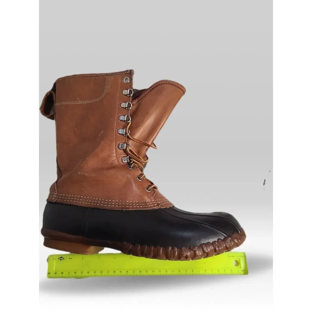 L.L. Bean Two-Tone Leather and Rubber Duck Boots in Brown and Black